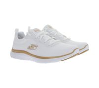 Baskets basses SKECHERS Flex Appeal 4.0 pour femme, amortissant les chocs, avec semelle intérieure Air-Cooled Memory Foam et logo, coloris blanc/or rose (149303-WTRG)