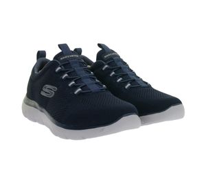 Baskets Skechers Summits pour homme, confortables et pratiques, avec semelle intérieure à mémoire de forme, coloris marine/blanc, référence 232186-NVY