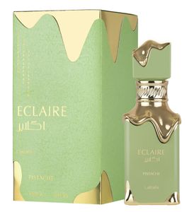 Lattafa Eclaire Pistache, un'eccezionale fragranza unisex, è un profumo corpo dolce e cremoso per donna e uomo, 100 ml, verde.