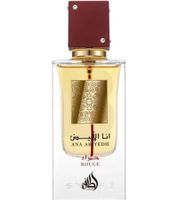 Lattafa Ana Abiyedh Rouge Unisex Eau de Parfum, perfume corporal dulce y afrutado en rojo de 60 ml