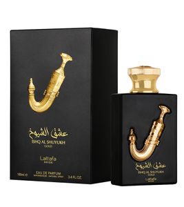 Eau de Parfum unisex Lattafa Pride Ishq Al Shuyukh Gold, intramontabile - Elegante fragranza per il corpo da donna e da uomo, 100 ml, Nero