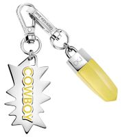 Ensemble de breloques Calvin Klein Downtown : Pendentifs en acier inoxydable avec résine contrastante et logo COWBOY - Accessoires de sac - 7 x 1,3 cm - Jaune, Rouge ou Bleu