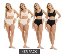 4-Pack Women's Comfortable High-Waisted Briefs, Smooth Microfiber Underwear, Sustainable High-Waisted Underwear 952192 Black/Beige