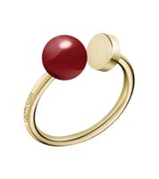 zeitloser Calvin Klein Damen Designer-Ringe Edelstahl-Ring aus der Bubbly-Kollektion Ringröße 6 Finger-Ring KJ9RJR140206 Gold/Rot
