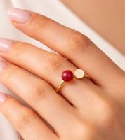 zeitloser Calvin Klein Damen Designer-Ringe Edelstahl-Ring aus der Bubbly-Kollektion Ringröße 6 Finger-Ring KJ9RJR140206 Gold/Rot