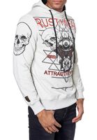 Cool Men's Hoodie with Rock-Style Print - Sweatshirt 19148 - Gray, White, or Black