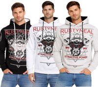 Cool Men's Hoodie with Rock-Style Print - Sweatshirt 19148 - Gray, White, or Black
