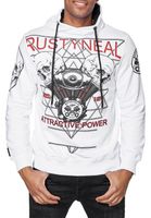 Cool Men's Hoodie with Rock-Style Print - Sweatshirt 19148 - Gray, White, or Black