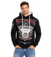 Cool Men's Hoodie with Rock-Style Print - Sweatshirt 19148 - Gray, White, or Black