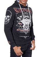Cool Men's Hoodie with Rock-Style Print - Sweatshirt 19148 - Gray, White, or Black