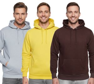 Bequemer Kapuzen-Pullover für Herren in Regular Fit-Passform Hoodie Sweater 19161 Grau, Gelb oder Braun