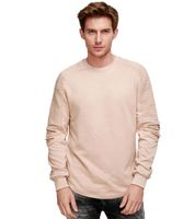 Felpa Urban da uomo con maniche a coste, pullover 19056 in grigio mélange, verde lime, rosa, marrone chiaro, verde chiaro, kaki, blu navy o nero