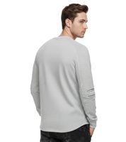 Felpa Urban da uomo con maniche a coste, pullover 19056 in grigio mélange, verde lime, rosa, marrone chiaro, verde chiaro, kaki, blu navy o nero