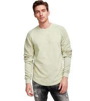 Felpa Urban da uomo con maniche a coste, pullover 19056 in grigio mélange, verde lime, rosa, marrone chiaro, verde chiaro, kaki, blu navy o nero