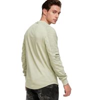 Felpa Urban da uomo con maniche a coste, pullover 19056 in grigio mélange, verde lime, rosa, marrone chiaro, verde chiaro, kaki, blu navy o nero