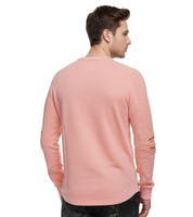Felpa Urban da uomo con maniche a coste, pullover 19056 in grigio mélange, verde lime, rosa, marrone chiaro, verde chiaro, kaki, blu navy o nero
