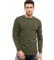 Felpa Urban da uomo con maniche a coste, pullover 19056 in grigio mélange, verde lime, rosa, marrone chiaro, verde chiaro, kaki, blu navy o nero