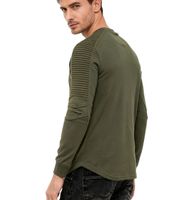 Felpa Urban da uomo con maniche a coste, pullover 19056 in grigio mélange, verde lime, rosa, marrone chiaro, verde chiaro, kaki, blu navy o nero