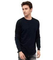 Felpa Urban da uomo con maniche a coste, pullover 19056 in grigio mélange, verde lime, rosa, marrone chiaro, verde chiaro, kaki, blu navy o nero