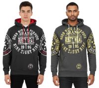 Versatile Men's Hoodie with Cool Brand Prints - Hoodie Sweater 19078 Anthracite with Yellow or Red