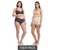 Lot de 10 culottes de grossesse en coton bio, 966263 Beige/Anthracite