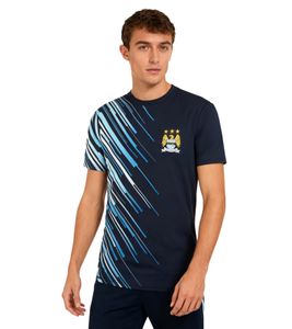 offizielles PUMA Manchester City Retro Stripe Poly Tee Herren Trikot Retro Sammlerstück 90er Jahre 701228686 001 Blau/Weiß