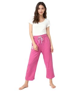Comfortable KangaROOS women's jogging pants with side pockets, culotte cotton trousers 7632891 Pink