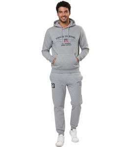 VINSON Men's Cotton Hoodie with Logo Print, Gray