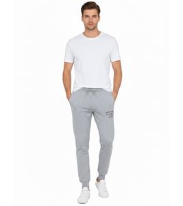 VINSON Herren Jogging-Hose Sweat-Hose mit VINSON-Logo Baumwoll-Hose Sweat Pants Grau