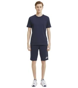 Sporty PUMA Men's Sweat Shorts, Summer Shorts with PUMA Cat Logo, Cotton Shorts 586706 06, Dark Blue