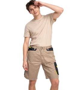 PUREWORK Herren Arbeits-Shorts mit 6 Taschen Cargo-Bermuda nachhaltige Arbeits-Hose Beige/Schwarz/Gelb