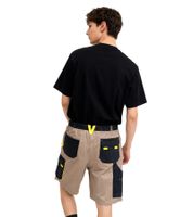 PUREWORK Herren Arbeits-Shorts mit 6 Taschen Cargo-Bermuda nachhaltige Arbeits-Hose Beige/Schwarz/Gelb