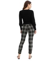 Soft Women's Jeggings, Checkered Bootcut Trousers with Studs, Skinny Fit, 926776 Gray/Black/Gold/Brown