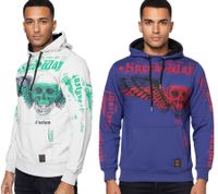 Sweat à capuche stylé pour homme avec imprimé tendance - Pull-over 19149 - Bleu marine ou gris