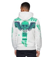 Sweat à capuche stylé pour homme avec imprimé tendance - Pull-over 19149 - Bleu marine ou gris