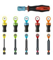 MICATON Magnetic Driver Screwdriver Set with Magnetic Bit Holder, 5 Magnetic Attachments & 5 Extended Bits (PH0, PH1, PH2, PH3, SQ2) Tool Accessory, Black/Multicolor