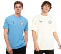 Comoda T-shirt grafica PUMA Manchester City KidSuper 2025/26 da uomo in cotone, vestibilità comoda, 701235146, blu o bianco sporco