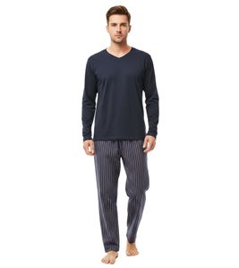 weicher Herren Pyjama Schlaf-Anzug aus Baumwolle Pyjama-Set 7708336 Blau