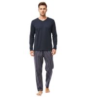weicher Herren Pyjama Schlaf-Anzug aus Baumwolle Pyjama-Set 7708336 Blau