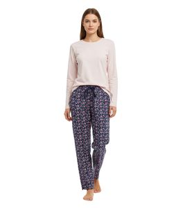 Pyjama en coton doux pour femme, ensemble 7706734 rose/bleu
