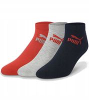 3 pares de calcetines de algodón PUMA para hombre, calcetines sencillos para zapatillas, calcetines cortos, calcetines de algodón, medias 701213401-006 Gris/Rojo/Azul Oscuro