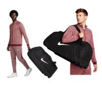 NIKE Club Team Swoosh Sport-Tasche Fußball-Tasche mit Rollen Fitnesstasche Reise-Tasche Trolley-Sporttasche 120L Schwarz