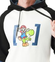 CAPSLAB X Super Mario Men's Hoodie with Mario and Yoshi Print, Cotton Hoodie CL/SMB/1/SW/SUP, White/Black