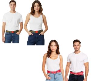 Cintura Champion per uomo e donna - Cintura moderna per tutti i giorni con logo del marchio - 123 cm o 150 cm - Verde oliva o rosso