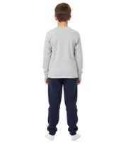Soft STEINBECK children's cozy microfleece joggers for boys or girls with a cute appliqué, navy blue.