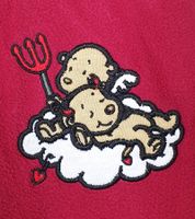 Cozy STEINBECK children's cuddly pants for boys or girls made of microfleece, jogging pants with a beautiful appliqué, sweatpants, red