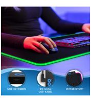 2-Pack Everlasting Comfort RGB Mouse Pad Gaming Mat with LED Lighting, Wrist Rest, and Color-Changing Modes, Large Mouse Pad 80x30cm, Gaming Accessory, Black