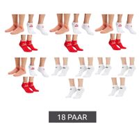 18 pares de calcetines de algodón PUMA, calcetines sencillos para zapatillas, calcetines cortos, calcetines de algodón, medias 701213401 4692 Blanco/Coral, Rojo y Blanco