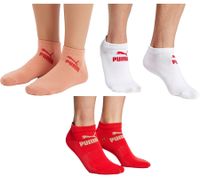 18 pares de calcetines de algodón PUMA, calcetines sencillos para zapatillas, calcetines cortos, calcetines de algodón, medias 701213401 4692 Blanco/Coral, Rojo y Blanco
