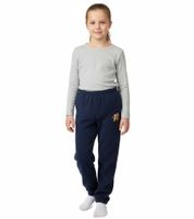 Morbidi pantaloni STEINBECK per bambini e bambine in micropile, pantaloni da jogging con una graziosa applicazione, pantaloni della tuta in rosso, rosa o blu navy